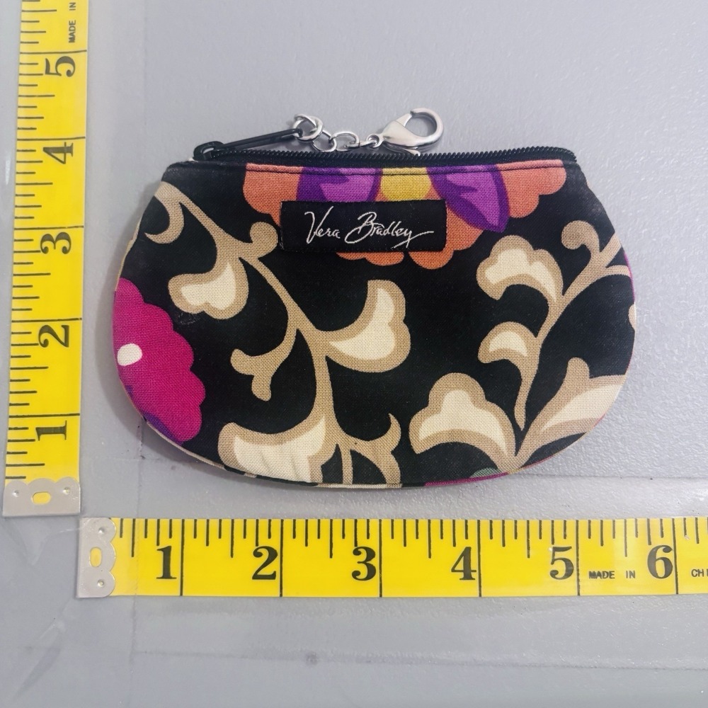 Vera Bradley Suzani Zip Coin Case With ID Badge Pocket‎ Keychain Hook Floral